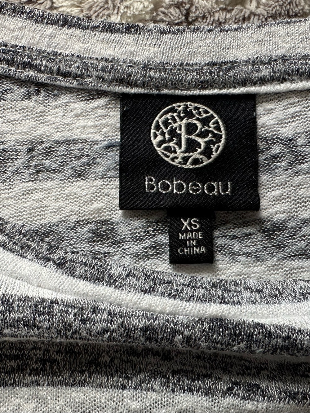 Bobeau Black White Long Sleeve Striped Knit Top Size XS